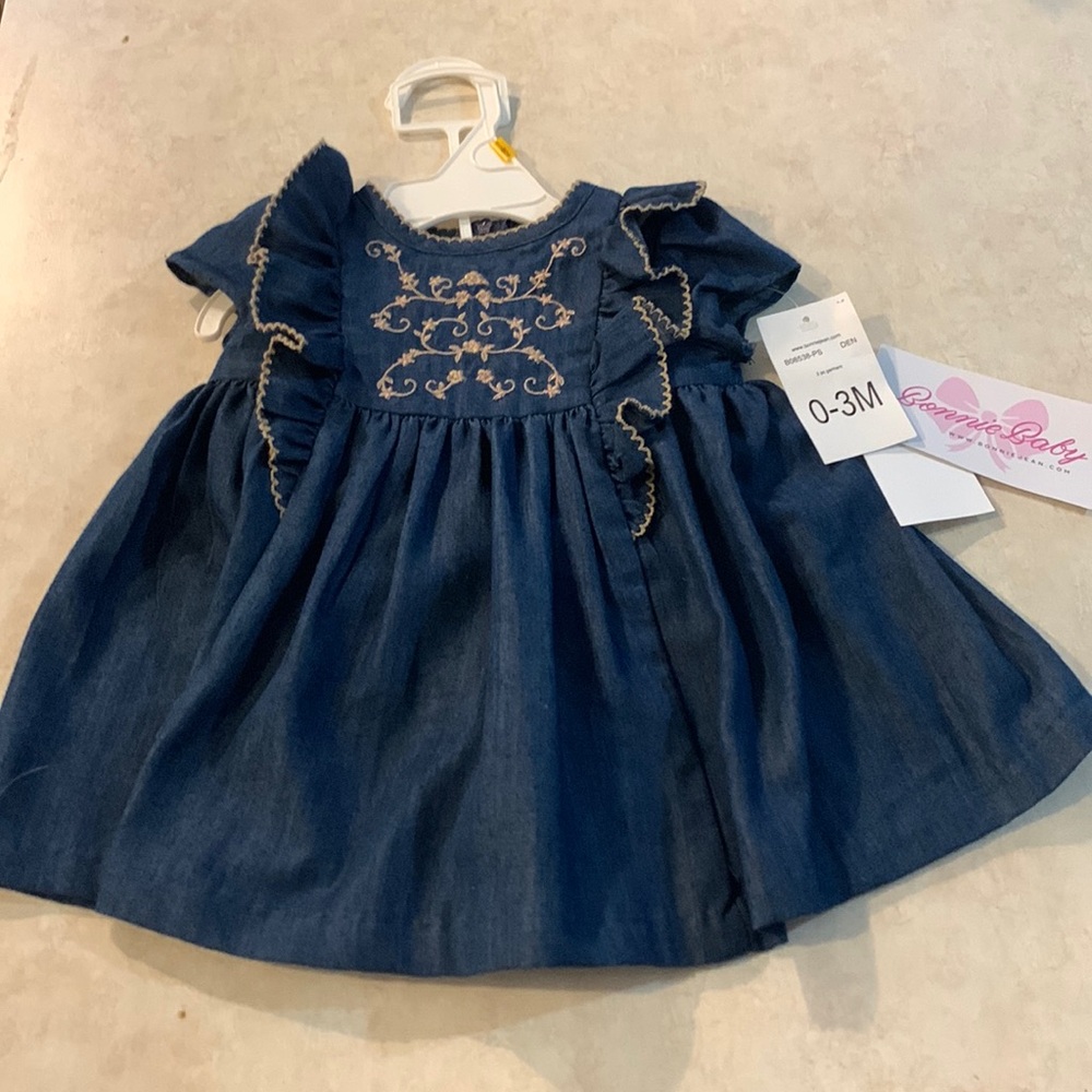 Bonnie Baby Blue Embroidered Casual Dress